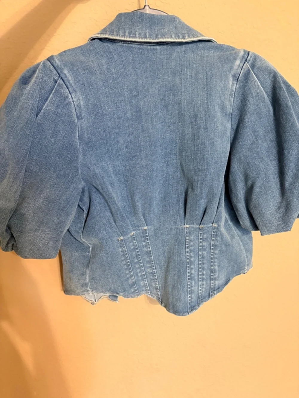 Denim Puff Sleeve Corset Shirt - Picture 4 of 4